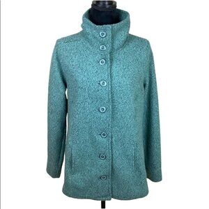 NORTHERN REFLECTIONS BOUCLE TEAL FUNNEL NECK JACKET